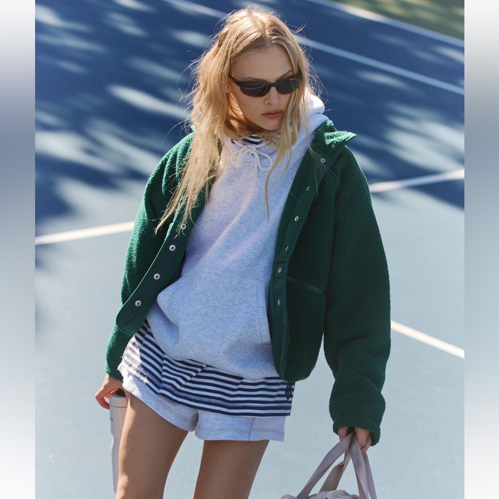 Free people FP movement dark forest green evergreen hit the slopes Sherpa jacket - Picture 4 of 7